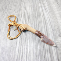 Ghost Wood Handle Stone Blade Knife Necklace  #554-1 Mountain Man Necklace