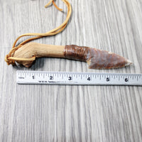 Ghost Wood Handle Stone Blade Knife Necklace  #554-1 Mountain Man Necklace