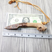 Ghost Wood Handle Stone Blade Knife Necklace  #554-1 Mountain Man Necklace