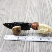 Mink Skull Handle Obsidian Blade Ornamental Knife #374-1 Mountain Man Knife