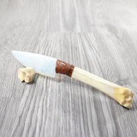 Deer Bone Handle Opalite Blade Ornamental Knife #424-2 Mountain Man Knife