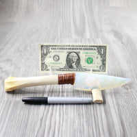 Deer Bone Handle Opalite Blade Ornamental Knife #424-2 Mountain Man Knife