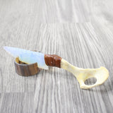 Coyote Pelvis Bone Handle Opalite Blade Ornamental Knife #224-2 Mountain Man Knife