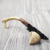 Reindeer Antler Handle Obsidian Blade Ornamental Knife #174-2 Mountain Man Knife