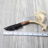 Reindeer Antler Handle Obsidian Blade Ornamental Knife #174-2 Mountain Man Knife