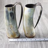 2 Horn Mugs #794-2 Medieval Tankard