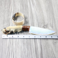 Coyote Foot Handle Opalite Blade Ornamental Knife #124-2 Mountain Man Knife