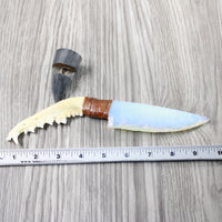 Coyote Jaw Handle Opalite Blade Ornamental Knife #124-2 Mountain Man Knife