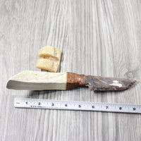 Moose Antler Handle Stone Blade Ornamental Knife #124-2 Mountain Man Knife