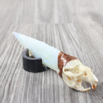 Muskrat Skull Handle Opalite Blade Ornamental Knife #334-2 Mountain Man Knife