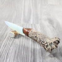 Elk Antler Crown Handle Opalite Blade Ornamental Knife #244-2 Mountain Man Knife