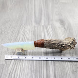 Elk Antler Crown Handle Opalite Blade Ornamental Knife #244-2 Mountain Man Knife