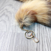 5 Red Fox Tail Key Rings #54-2  Taxidermy Keychain Tassel Bag Tag