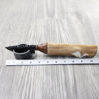 Hair-on Deer Bone Handle Obsidian Blade Ornamental Knife #484-2 Mountain Man Knife