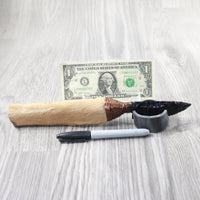 Hair-on Deer Bone Handle Obsidian Blade Ornamental Knife #484-2 Mountain Man Knife