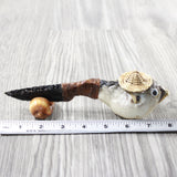 Puffer Fish Handle Obsidian Blade Ornamental Knife #304-2 Mountain Man Knife