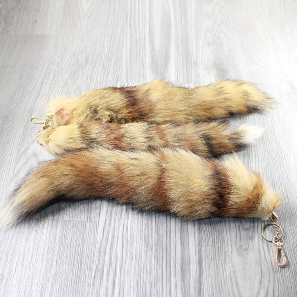 3 Red Fox Tail Key Rings #34-2  Taxidermy Keychain Tassel Bag Tag