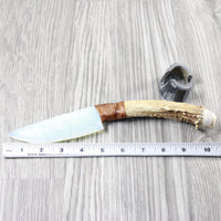 Deer Antler Crown Handle Opalite Blade Ornamental Knife #804-2 Mountain Man Knife