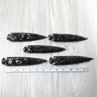 5 Obsidian Ornamental Spearheads  #824-2  Arrowhead