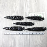 5 Obsidian Ornamental Spearheads  #824-2  Arrowhead