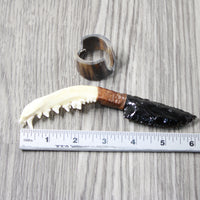 Fox Jaw Handle Obsidian Blade Ornamental Knife #824-2 Mountain Man Knife