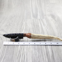 Elk Antler Handle Obsidian Blade Ornamental Knife #234-2 Mountain Man Knife