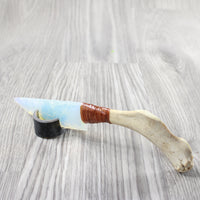 Reindeer Antler Crown Handle Opalite Blade Ornamental Knife #144-2 Mountain Man Knife