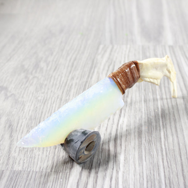 Beaver Jaw Handle Opalite Blade Ornamental Knife #174-2 Mountain Man Knife