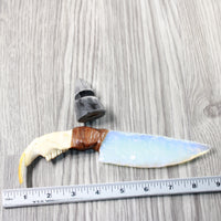 Beaver Jaw Handle Opalite Blade Ornamental Knife #174-2 Mountain Man Knife