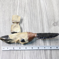 Deer Foot Handle Obsidian Blade Ornamental Knife #174-2 Mountain Man Knife