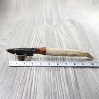 Elk Antler Handle Stone Blade Ornamental Knife #284-2 Mountain Man Knife