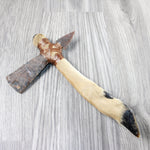 Deer Foot Handle Stone Head Ornamental Tomahawk #494-2 Mountain Man Knife Axe Hatchet