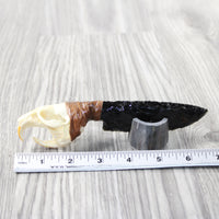 Muskrat Skull Handle Obsidian Blade Ornamental Knife #3651 Mountain Man Knife