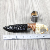 Muskrat Skull Handle Obsidian Blade Ornamental Knife #3651 Mountain Man Knife