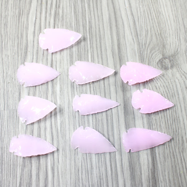 10 Large Pink Glass Ornamental Arrowheads  #7751  Spearhead