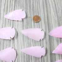 10 Large Pink Glass Ornamental Arrowheads  #7751  Spearhead