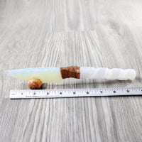 Selenite Spiral Handle Opalite Blade Ornamental Knife #3751 Mountain Man Knife