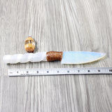 Selenite Spiral Handle Opalite Blade Ornamental Knife #3751 Mountain Man Knife