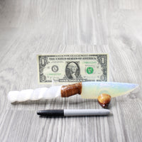 Selenite Spiral Handle Opalite Blade Ornamental Knife #3751 Mountain Man Knife