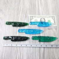 5 Glass Ornamental Knife Blades  #6851 Mountain man knife