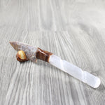 Selenite Spiral Handle Stone Blade Ornamental Knife #3851 Mountain Man Knife