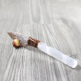 Selenite Spiral Handle Stone Blade Ornamental Knife #3851 Mountain Man Knife