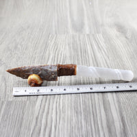 Selenite Spiral Handle Stone Blade Ornamental Knife #3851 Mountain Man Knife