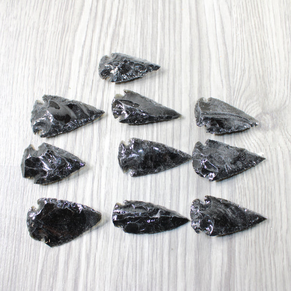 10 Large Obsidian Ornamental Arrowheads  #8951  Spearhead