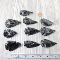 10 Large Obsidian Ornamental Arrowheads  #8951  Spearhead