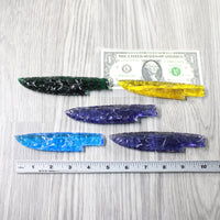 5 Glass Ornamental Knife Blades  #0951 Mountain man knife