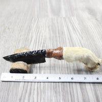 Coyote Foot Handle Obsidian Blade Ornamental Knife #1151 Mountain Man Knife