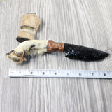 Coyote Foot Handle Obsidian Blade Ornamental Knife #1151 Mountain Man Knife