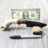 Coyote Foot Handle Obsidian Blade Ornamental Knife #1151 Mountain Man Knife