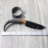 Springbok Horn Handle Obsidian Blade Ornamental Knife #1351 Mountain Man Knife